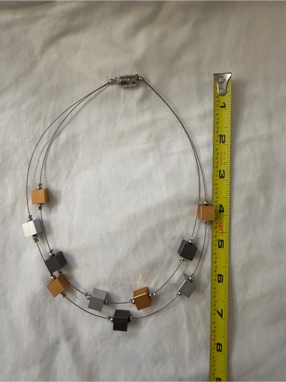 Modern Geometric Cube Necklace in Gold, Silver, and Black
